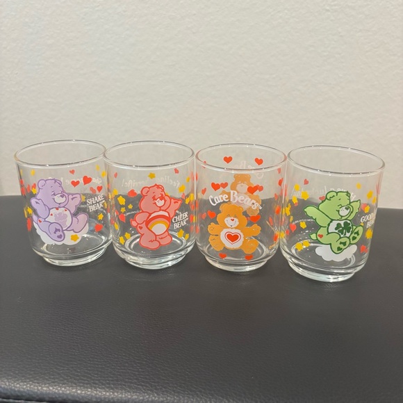 Care Bears Other - Vintage Care Bears Colorful Glass Set Share Bear Cheer Bear Good Luck Bear